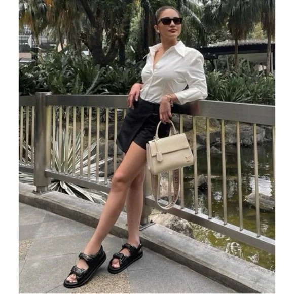 Chanel Dad Sandals chain CC logo Quilted leather sz 38.5 AUTHENTICATED! - Picture 4 of 17